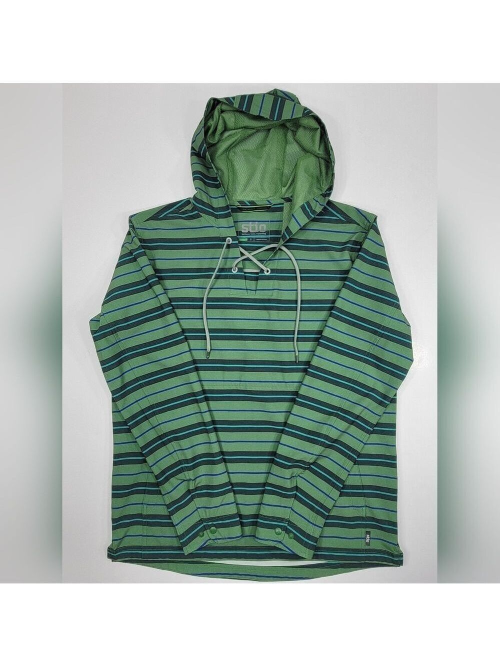 Stio CFS Sun Hoodie Anorack Pullover Performance Jacket Green Blue Men's Small